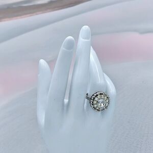 SAC Crystal Gem Ring Vintage Adjustable Gallery Elegant Estate Jewelry Size 7